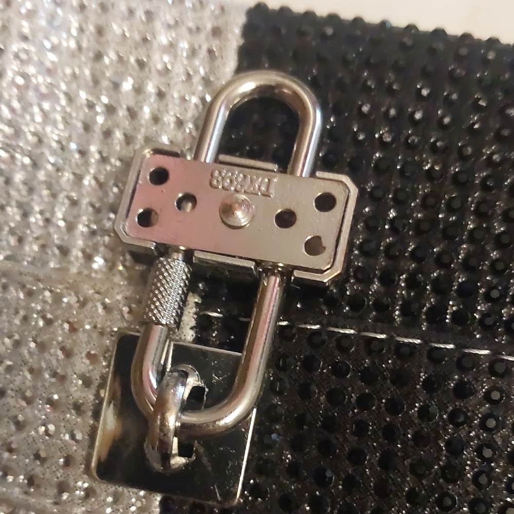 Silver Black Rhinestone Patchwork Mid-Calf Fold O… - image 4